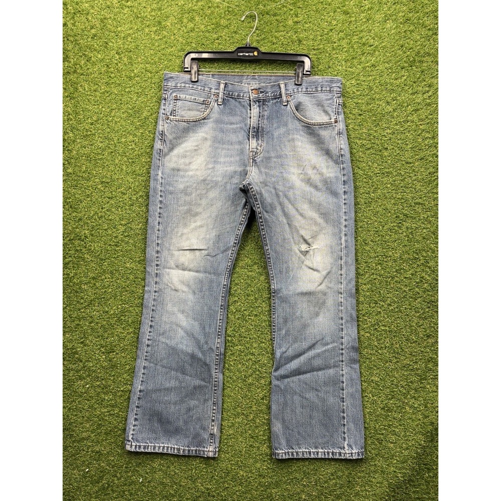 Levis 527 Jeans Mens 38x30 Slim Bootcut Stretch Light Wash Authentic Casual